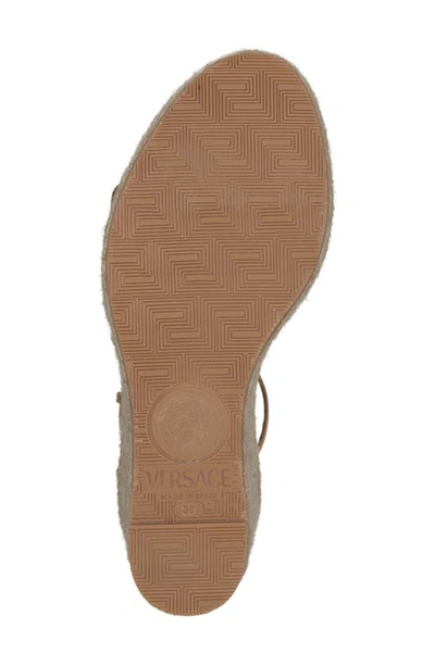 Shop Versace Medusa '95 Espadrille Platform Wedge Sandal In Camel