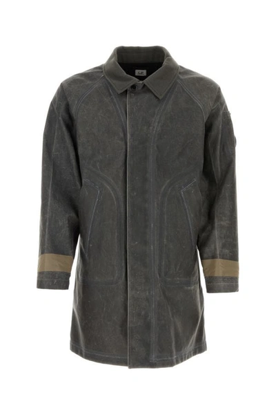 Shop C.p. Company Man Dark Grey Cotton Coat In Gray