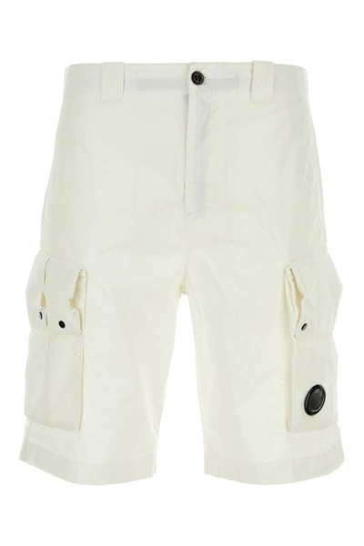 Shop C.p. Company Man White Stretch Cotton Bermuda Shorts
