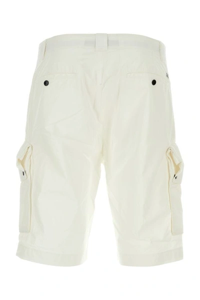 Shop C.p. Company Man White Stretch Cotton Bermuda Shorts