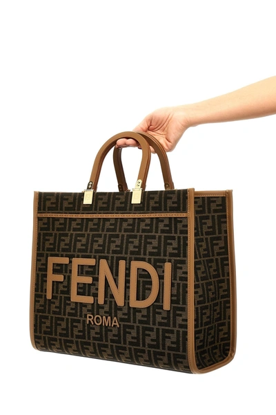 Shop Fendi Women ' Sunshine' Shopping Bag In Brown