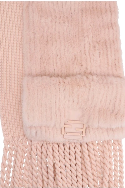 Shop Fendi Women Mink And Wool Scarf In Pink