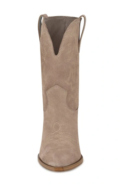 Shop Nine West Yodown Pointed Toe Western Boot In Taupe