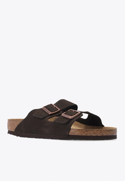 Birkenstock Arizona Double-strap Leather Slides In Mocha