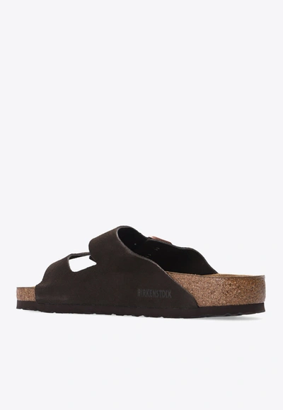 Birkenstock Arizona Double-strap Leather Slides In Mocha
