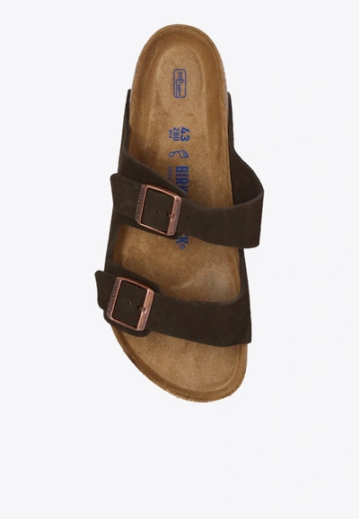Birkenstock Arizona Double-strap Leather Slides In Mocha