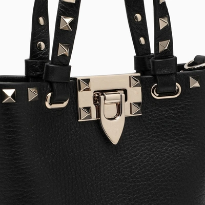 Shop Valentino Garavani Pouch With Black Rockstud Shoulder Strap In Garnet Calfskin Women