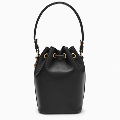 Shop Valentino Garavani Vlogo Signature Black Leather Bucket Bag Women