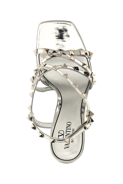 Shop Valentino Garavani Women Sandals  Garavani 'rockstud' In Silver