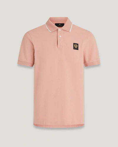 Shop Belstaff Tipped Polo In Rust Pink