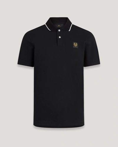Belstaff Logo Cotton Piquet Polo In Black