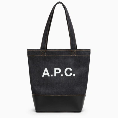 Shop Apc A.p.c. Axel Navy Small Tote Bag With Logo In Blue