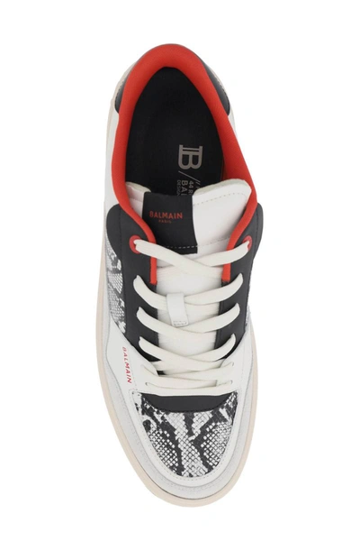 Shop Balmain B-court Flip Sneakers In Python-effect Leather In Multicolor