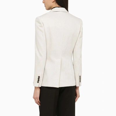 Shop Brunello Cucinelli Chalk-coloured Single-breasted Jacket In And In White