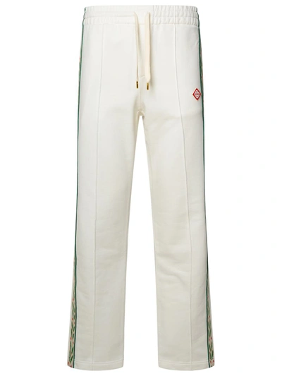 Shop Casablanca White Cotton Pants In Avorio