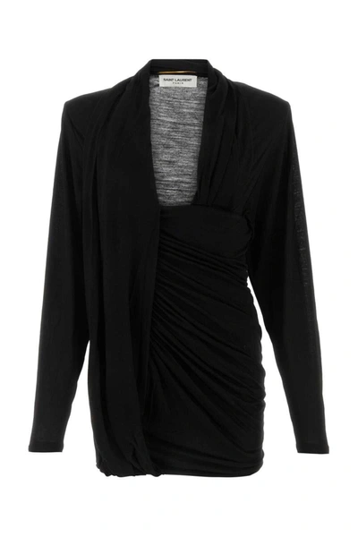 Saint Laurent Draped Long In Black