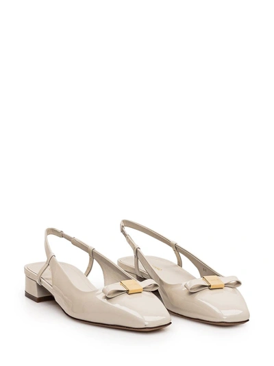 Shop Ferragamo Slingback With Bow In White
