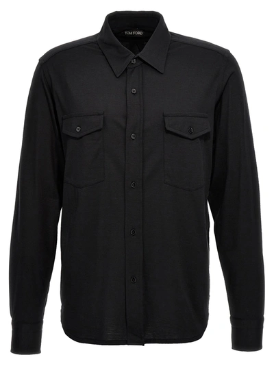 Shop Tom Ford Silk Blend Shirt Shirt, Blouse In Black
