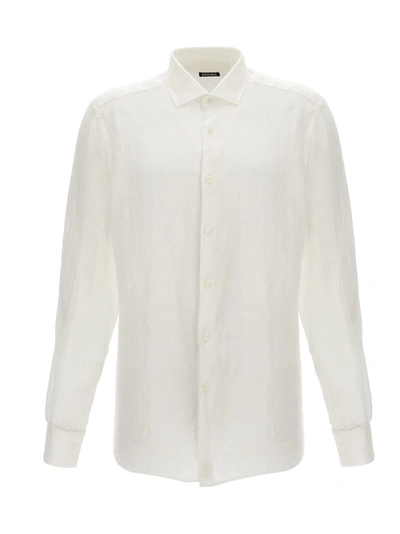 Shop Zegna Linen Shirt Shirt, Blouse In White