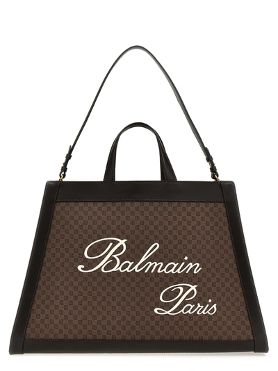 Shop Balmain Olivier Tote Bag In Brown