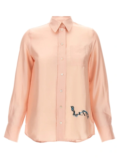 Shop Lanvin Logo Print Shirt Shirt, Blouse In Pink