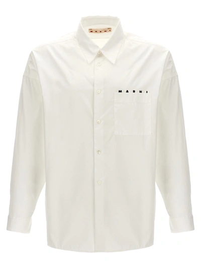 Shop Marni Logo Print Shirt Shirt, Blouse In White