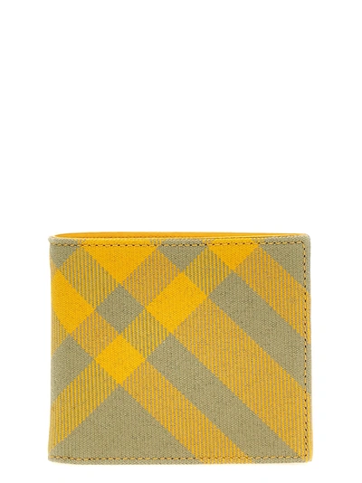 Shop Burberry Check Wallet Wallets, Card Holders In Yellow