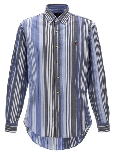 Shop Polo Ralph Lauren Logo Embroidery Striped Shirt Shirt, Blouse In Multicolor