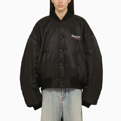 Shop Balenciaga | Black Oversize Nylon Bomber Jacket