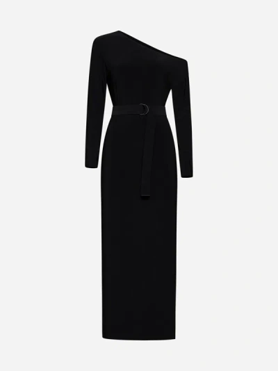 Shop Norma Kamali Drop Shoulder Side Slit Gown In Black