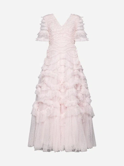 Shop Needle &amp; Thread Phoenix Ruffled Gown In Peony Pink