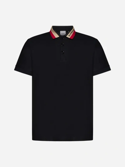 Shop Burberry Edney Cotton Polo Shirt In Black