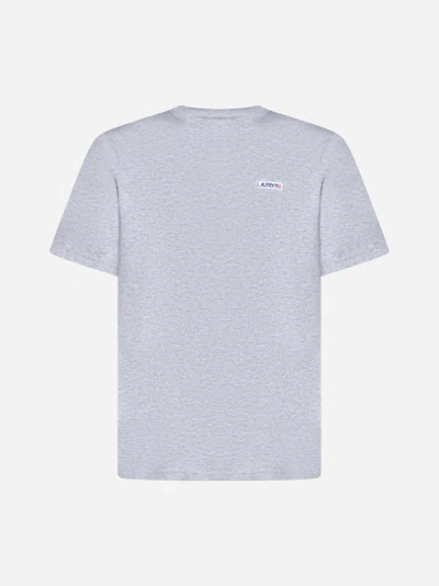 Shop Autry Logo Cotton T-shirt In Melange Grey