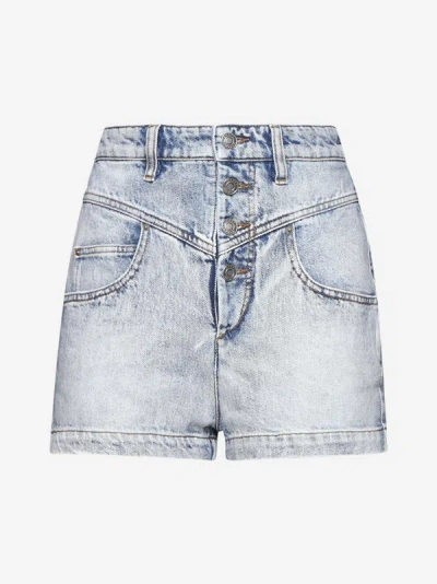 Shop Marant Etoile Jovany Denim Shorts In Light Blue