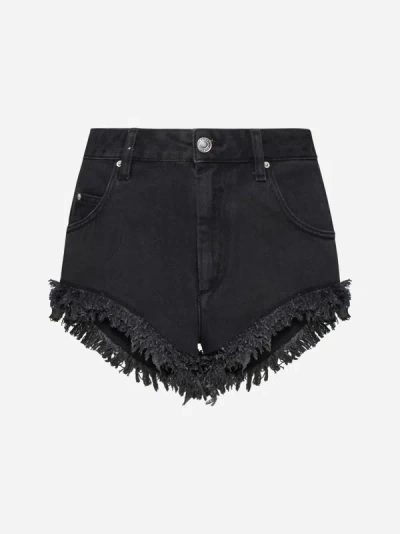 Shop Isabel Marant Eneidao Denim Shorts In Faded Black