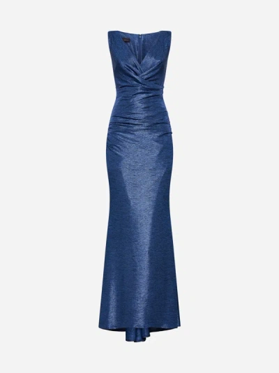 Shop Talbot Runhof Lame' Evening Dress In Electric Blue