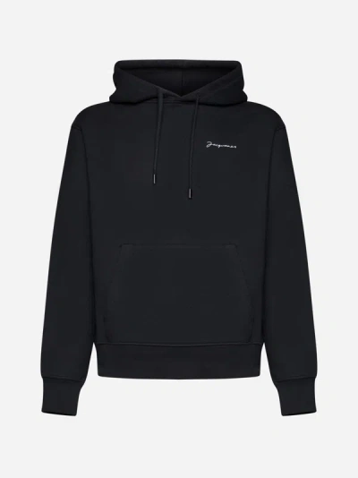 Shop Jacquemus Brode Cotton Hoodie In Black