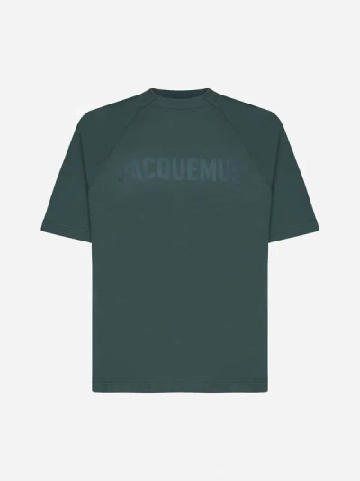 Shop Jacquemus Typo Cotton T-shirt In Dark Green