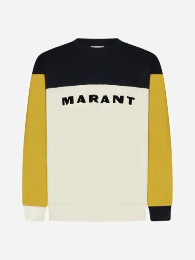 Shop Marant Aftone Color-block Cotton Sweatshirt In Yellow