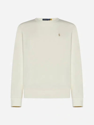 Shop Polo Ralph Lauren Logo Cotton Sweatshirt In Cream