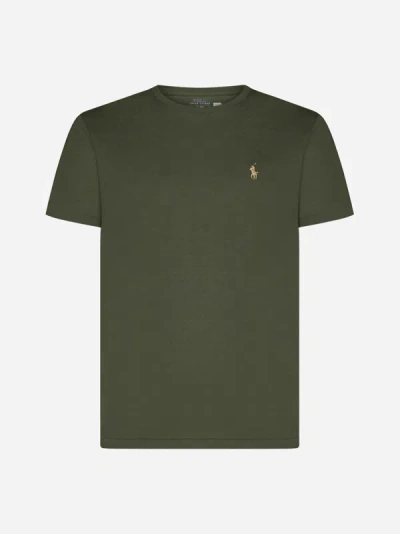 Shop Polo Ralph Lauren Logo Cotton T-shirt In Dark Sage