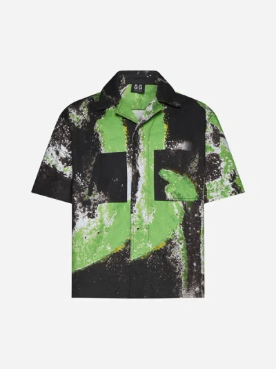 Shop 44 Label Group Corrosive Print Cotton Shirt In Black,grunge Green