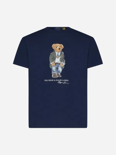Shop Polo Ralph Lauren Bear Cotton T-shirt In Navy
