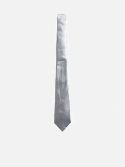 Shop Giorgio Armani Silk Tie In Silver