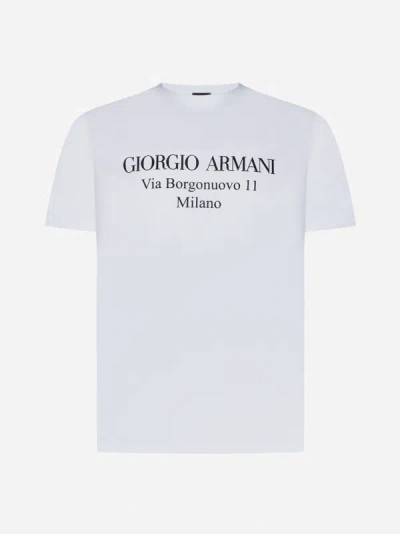 Shop Giorgio Armani Logo Cotton T-shirt In Optic White