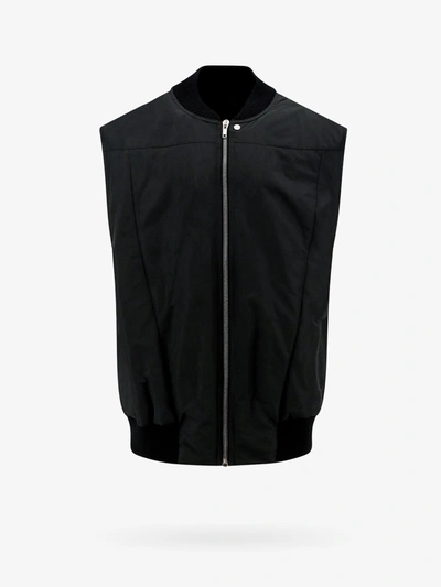 Rick Owens Quilted Jumbo Flight Oversized Vest With Half Belt In Black