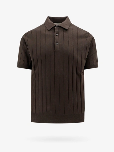 Shop Corneliani Polo Shirt In Brown