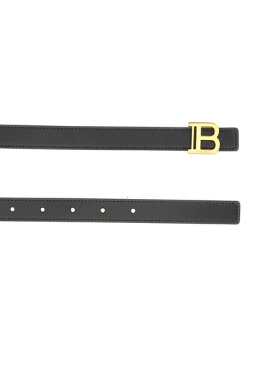 Shop Balmain Leather Belt In Black