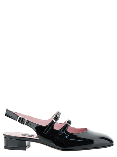 Shop Carel Paris Black Slingback Mary Janes With Block Heel In Patent Leather Woman