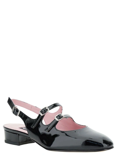 Shop Carel Paris Black Slingback Mary Janes With Block Heel In Patent Leather Woman